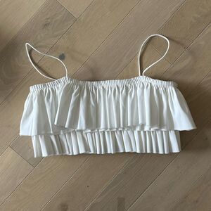 Zara White ruffle crop top sz m